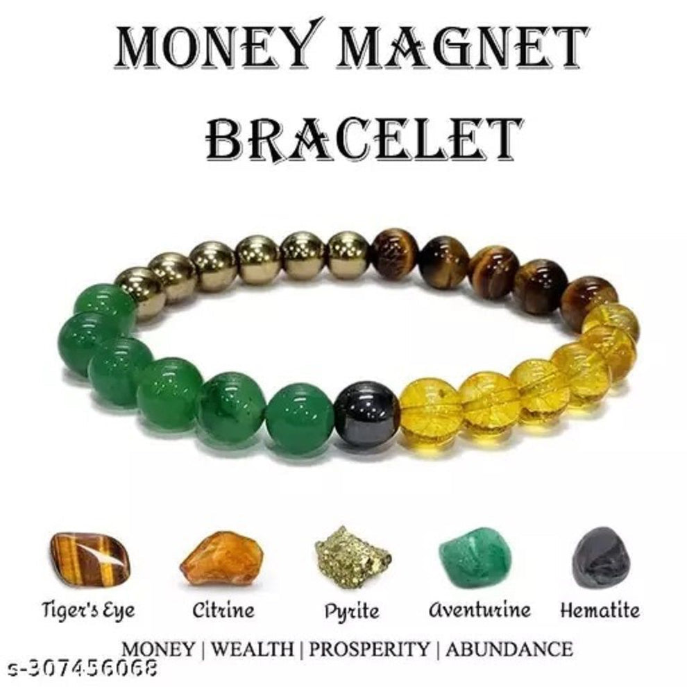 Money Magnet Crystal Bracelet – 5 Stones for Wealth, Luck & Protection