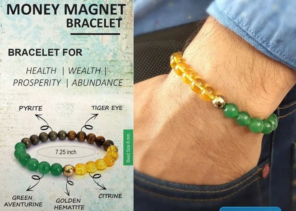 Money Magnet Crystal Bracelet – 5 Stones for Wealth, Luck & Protection
