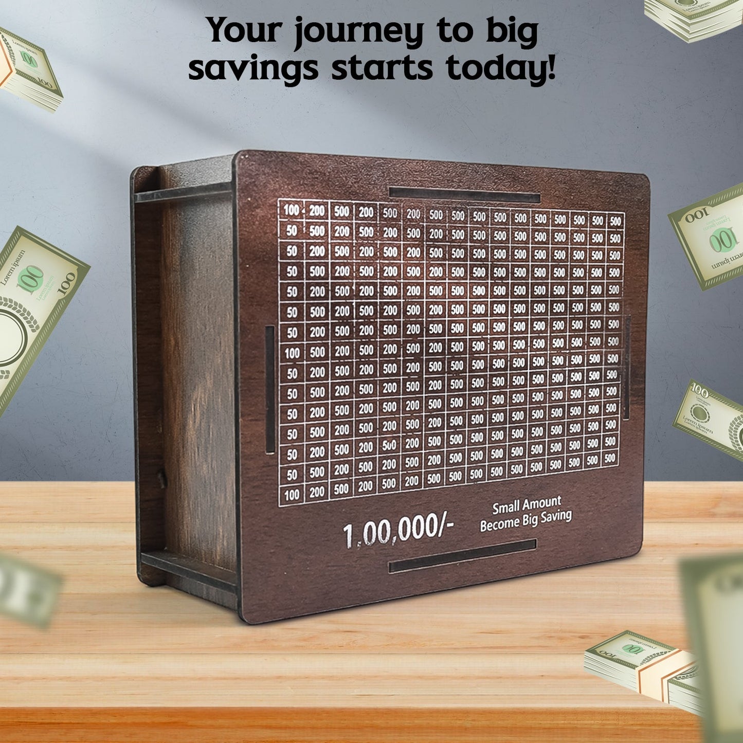 1 Lakh Wooden Piggy Bank