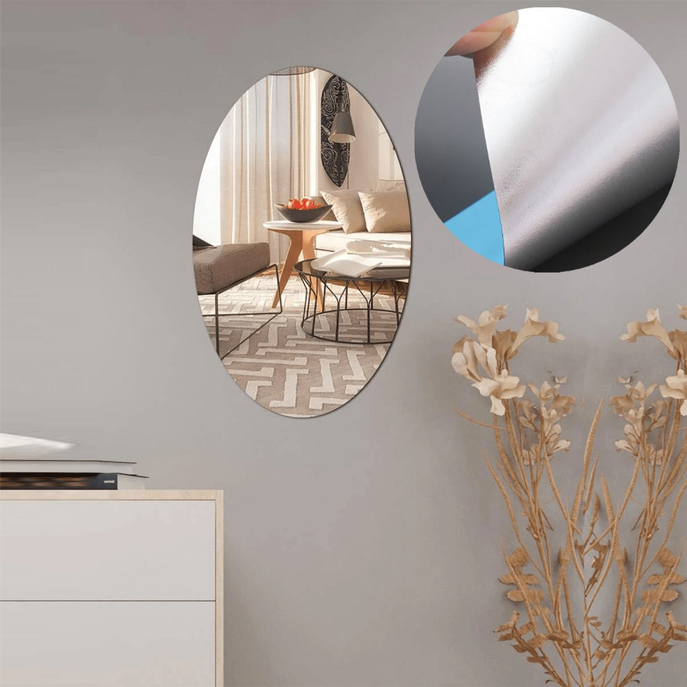 Elegant Oval 3D Mirror Stickers (2 Pc Set)