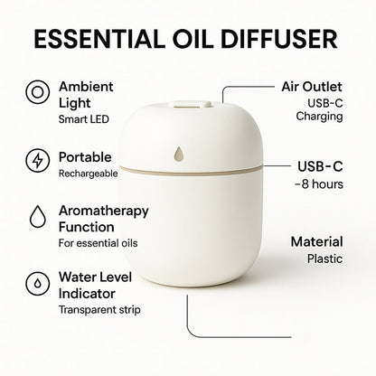 Portable USB Mini Humidifier with Night Light