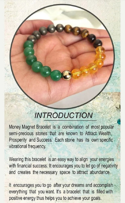 Money Magnet Crystal Bracelet – 5 Stones for Wealth, Luck & Protection