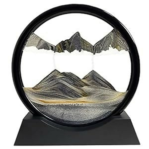 ZenFlow Moving Sand Art – Dynamic Black Round Table Décor