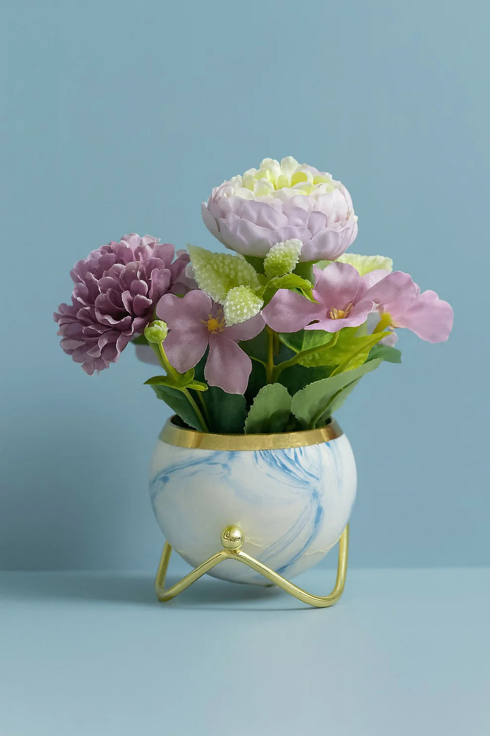MarbleAura™ Luxury Artificial Mixed Flower Arrangement Gold Rim