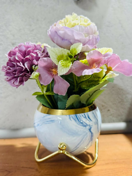MarbleAura™ Luxury Artificial Mixed Flower Arrangement Gold Rim